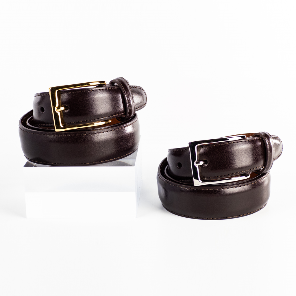 Alden Belt with Brass or Nickel Buckle (Dark Brown Calf) The Alden Shop Alden Belt with Brass or Nickel Buckle (Dark Brown Calf) The Alden Shop