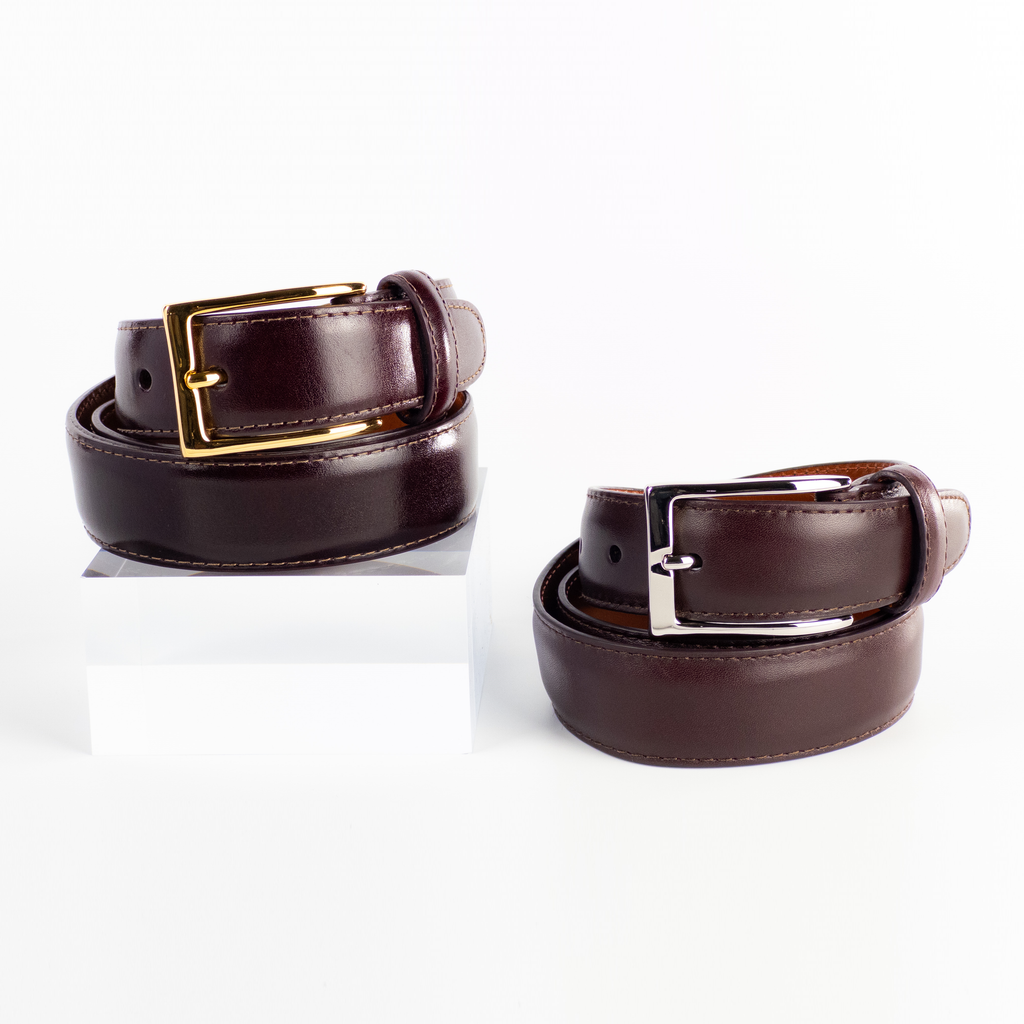Alden Belt with Brass or Nickel Buckle (Burgundy Calf)