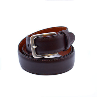 Alden Wide Belt with Nickel Buckle (Dark Brown Tumbled Leather)