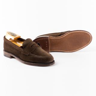 6245F Unlined Leisure Handsewn Penny Loafer LHS (Dark Brown Suede)