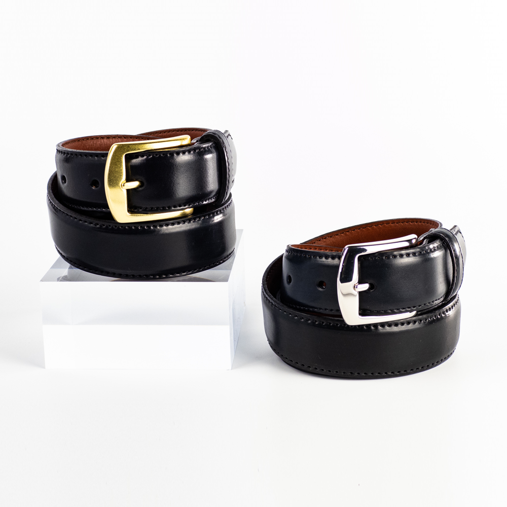 小物 ALDEN Horween Cordovan Dress Belt Alden Belt with Brass or Nickel Buckle (Black Shell Cordovan