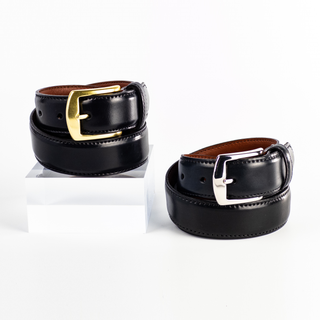 Alden Belt with Gold or Silver Buckle (Black Shell Cordovan)