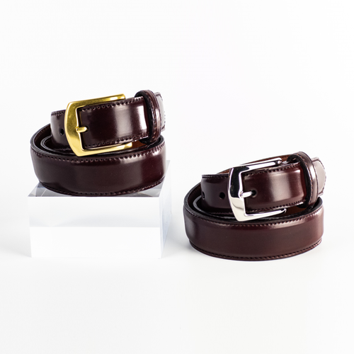 Alden Belt with Brass or Nickel Buckle (Black Shell Cordovan