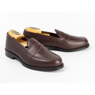 D1212 Leisure Handsewn Moccasin Penny Loafer (Brown Grained Calf)