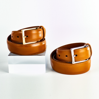 Alden Belt with Gold or Silver Buckle (Tan Calf)
